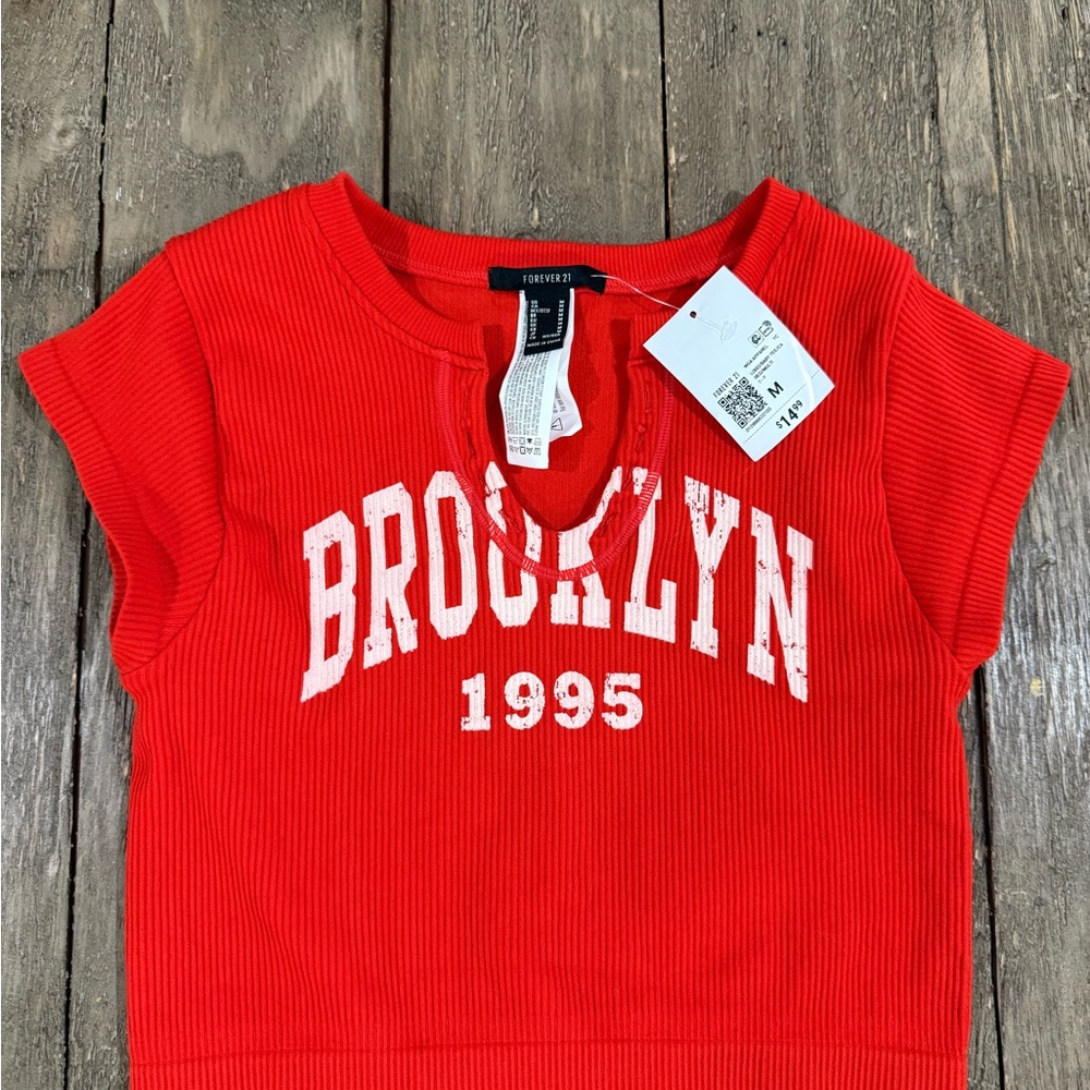 Forever 21 Bold Red Ribbed Top